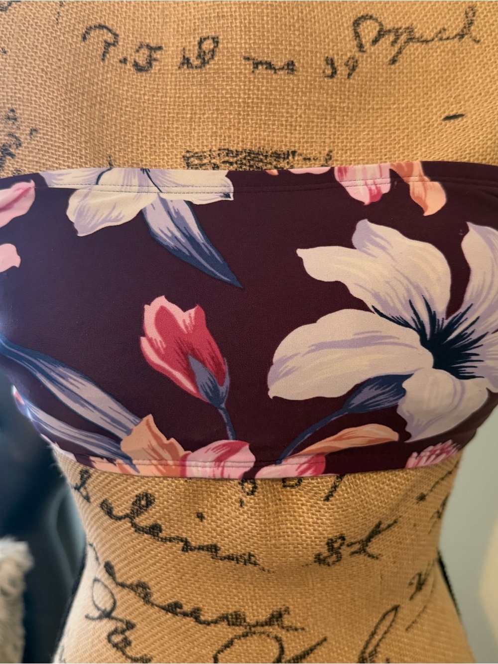 Kona Sol Plum Floral Strapless Bandeau